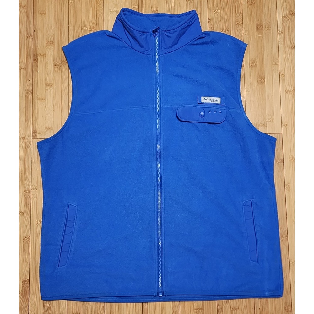 Columbia PFG Vest Mens XL Blue Fleece Full Zip Performance Fishing FM0256